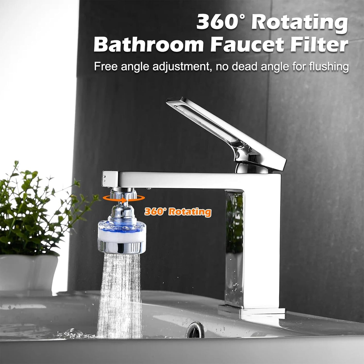 3 Pack Sink Water Filter Faucet and 10 Filter Elements Set, 360 ° Rotating Bathroom Sink Filter, Kitchen Sink Faucet Filter Removes Fluoride Hard Water, Faucet Extender for Home Kitchen Bathroom
