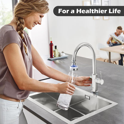 3 Pack Sink Water Filter Faucet and 10 Filter Elements Set, 360 ° Rotating Bathroom Sink Filter, Kitchen Sink Faucet Filter Removes Fluoride Hard Water, Faucet Extender for Home Kitchen Bathroom