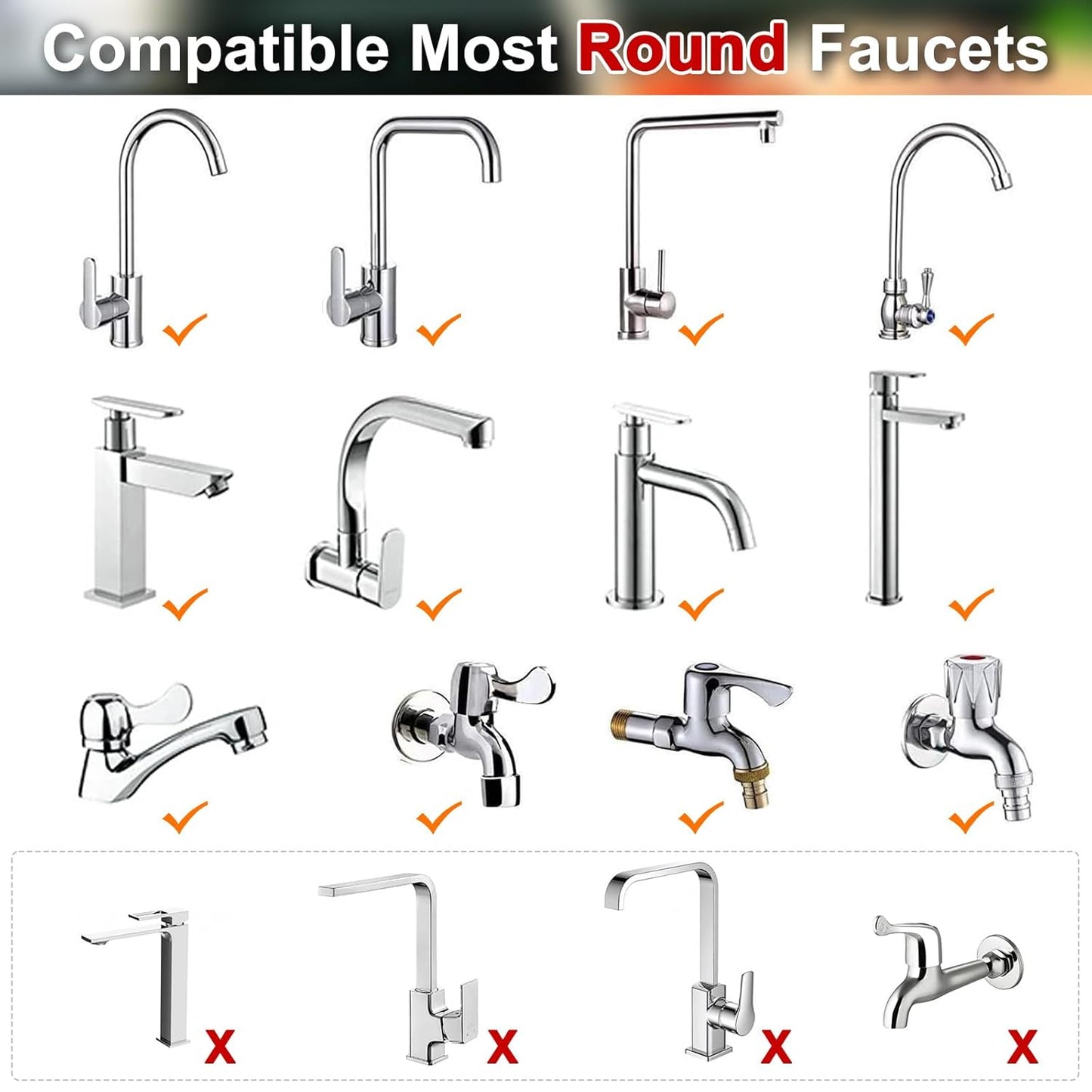 3 Pack Sink Water Filter Faucet and 10 Filter Elements Set, 360 ° Rotating Bathroom Sink Filter, Kitchen Sink Faucet Filter Removes Fluoride Hard Water, Faucet Extender for Home Kitchen Bathroom